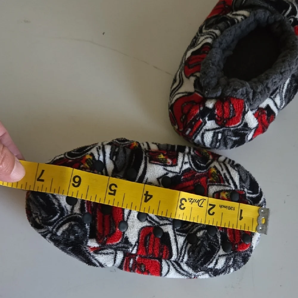 Kids Plush Slip-On Slippers with Red Car Print